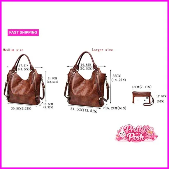 PU Leather Hobo Tote Bag with Adjustable Shoulder Strap